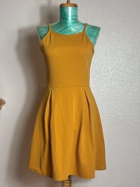 Olivia Rae Mustard Yellow Spaghetti-Strap Fit & Flare Dress